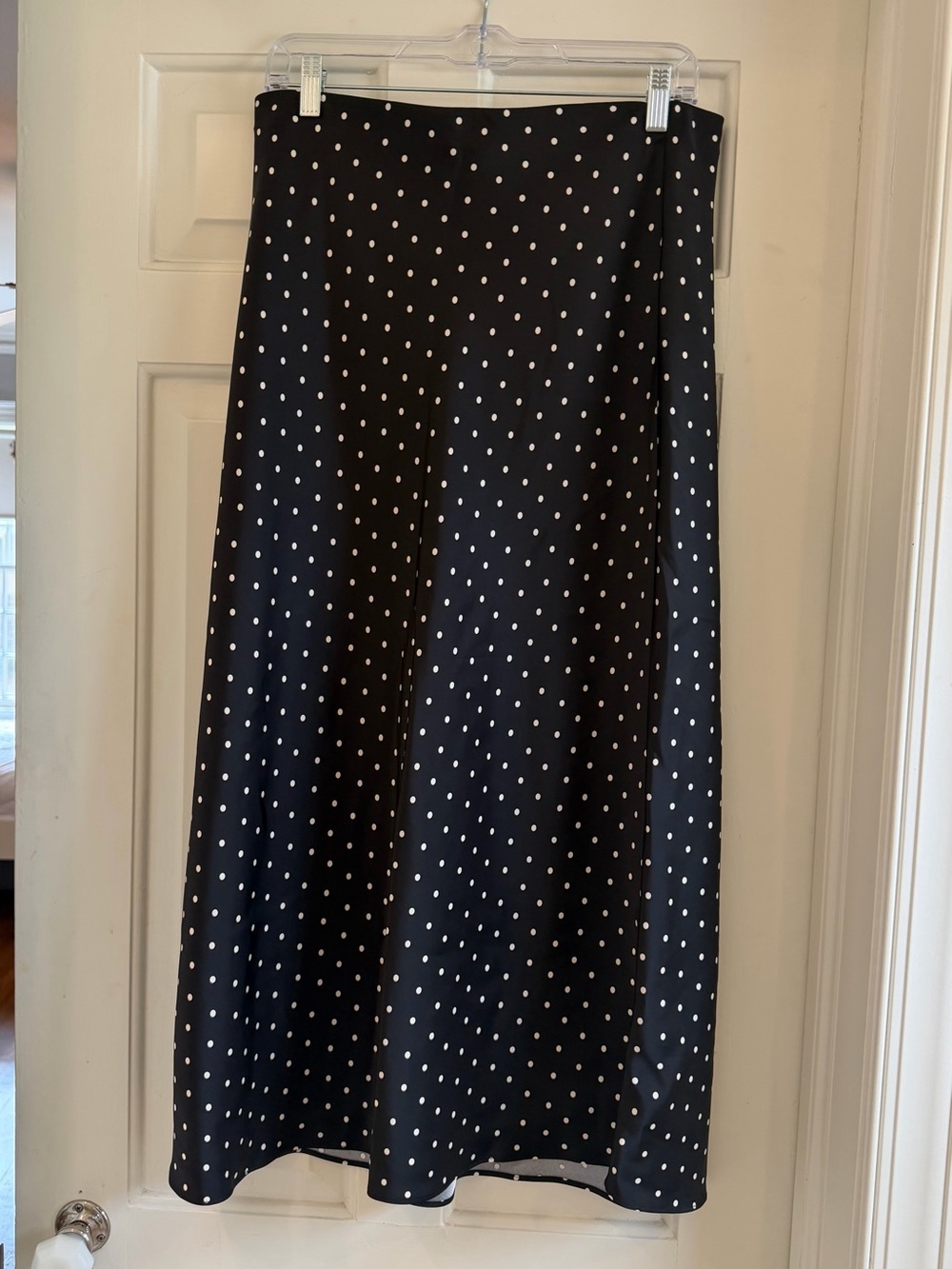 Zara Black Polka Dot A-Line Midi Skirt NWT medium